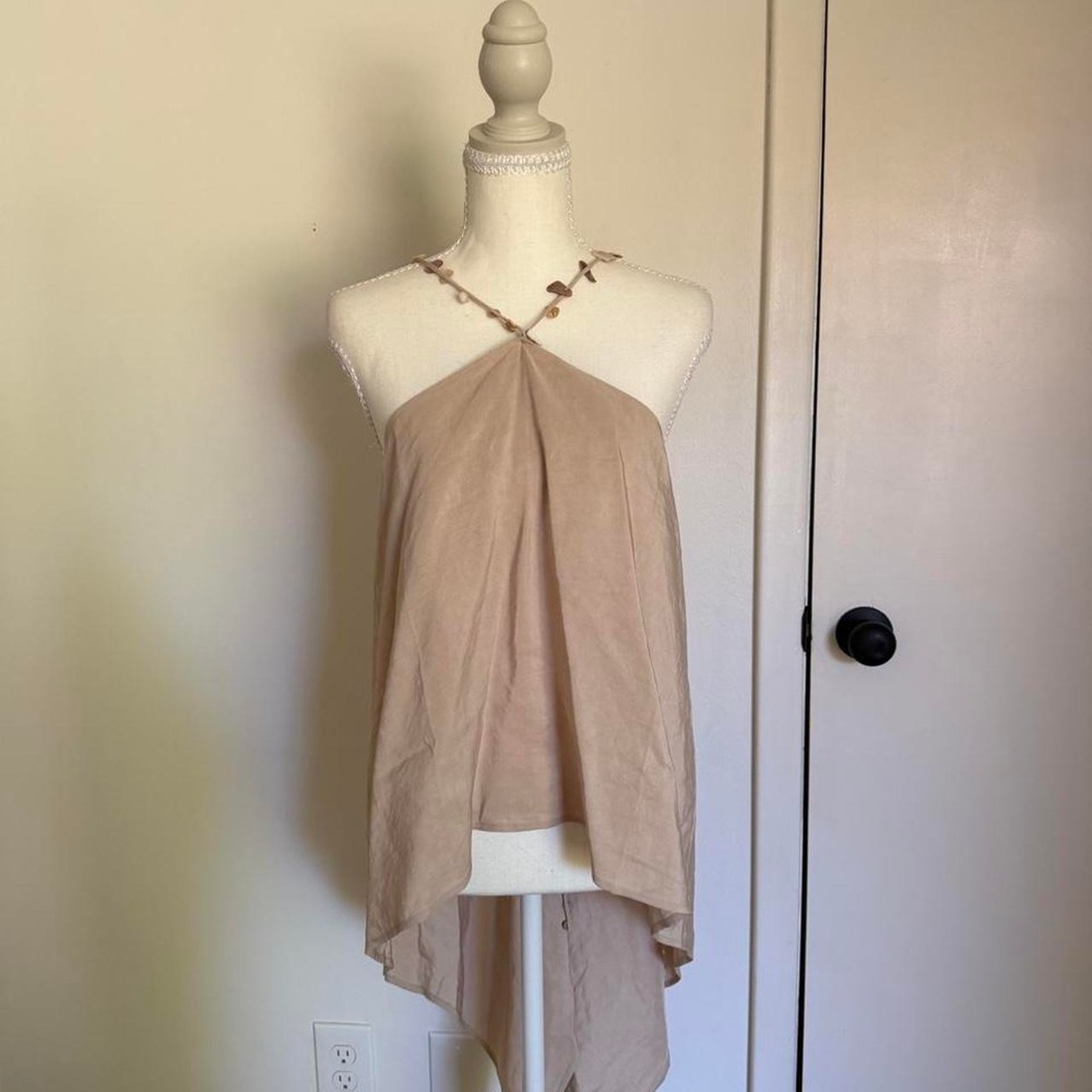 H&M linen blend boho seashells halter top in size medium
